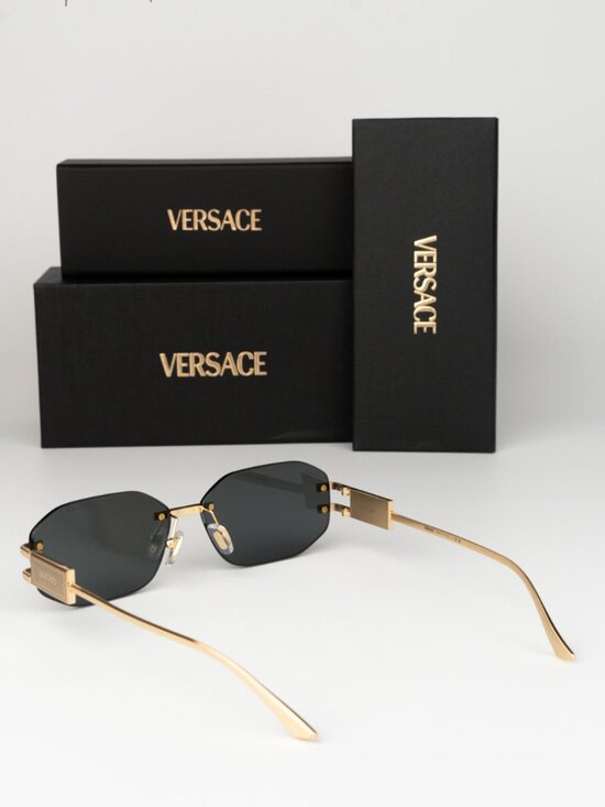 Versace Women Sunglasses Gold Grey Rectangle VE2274 100287 NEW AUTHENTIC main image 8